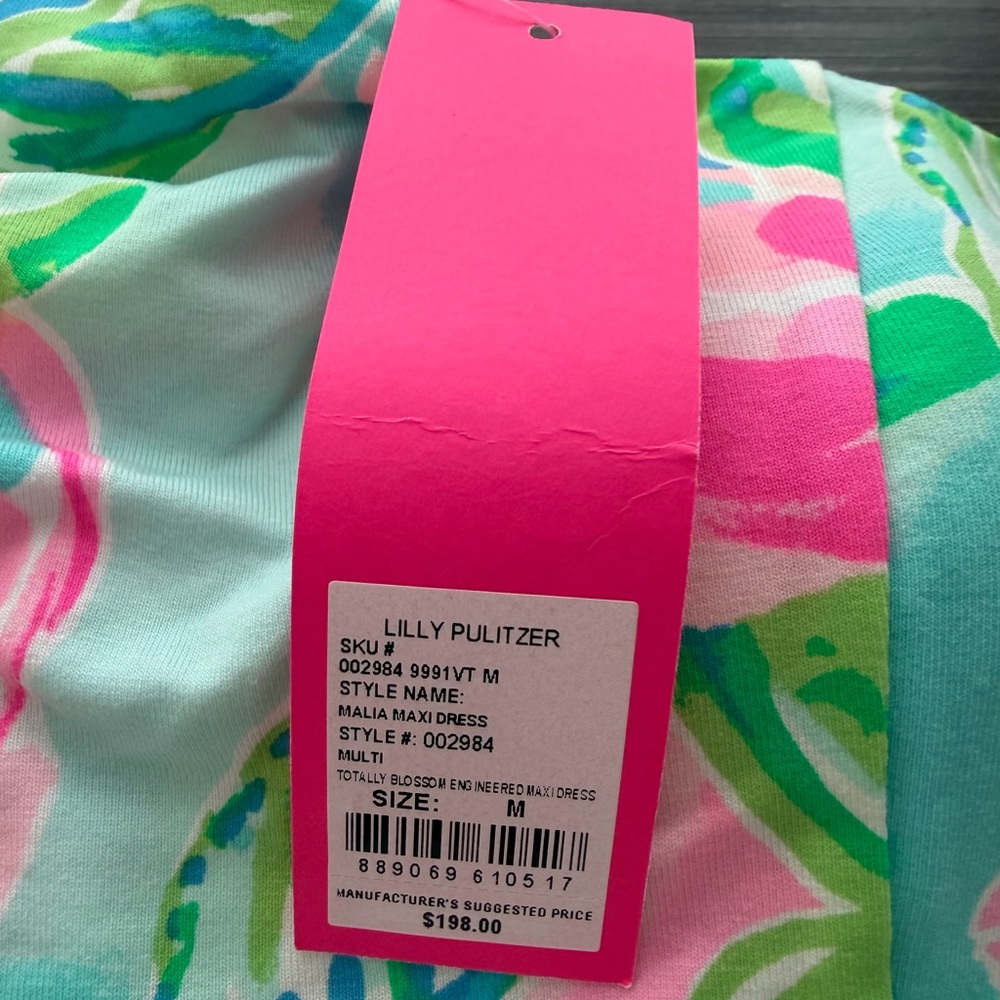 Lilly Pulitzer Pink & Aqua One-Shoulder Maxi Dress - Picture 3 of 3